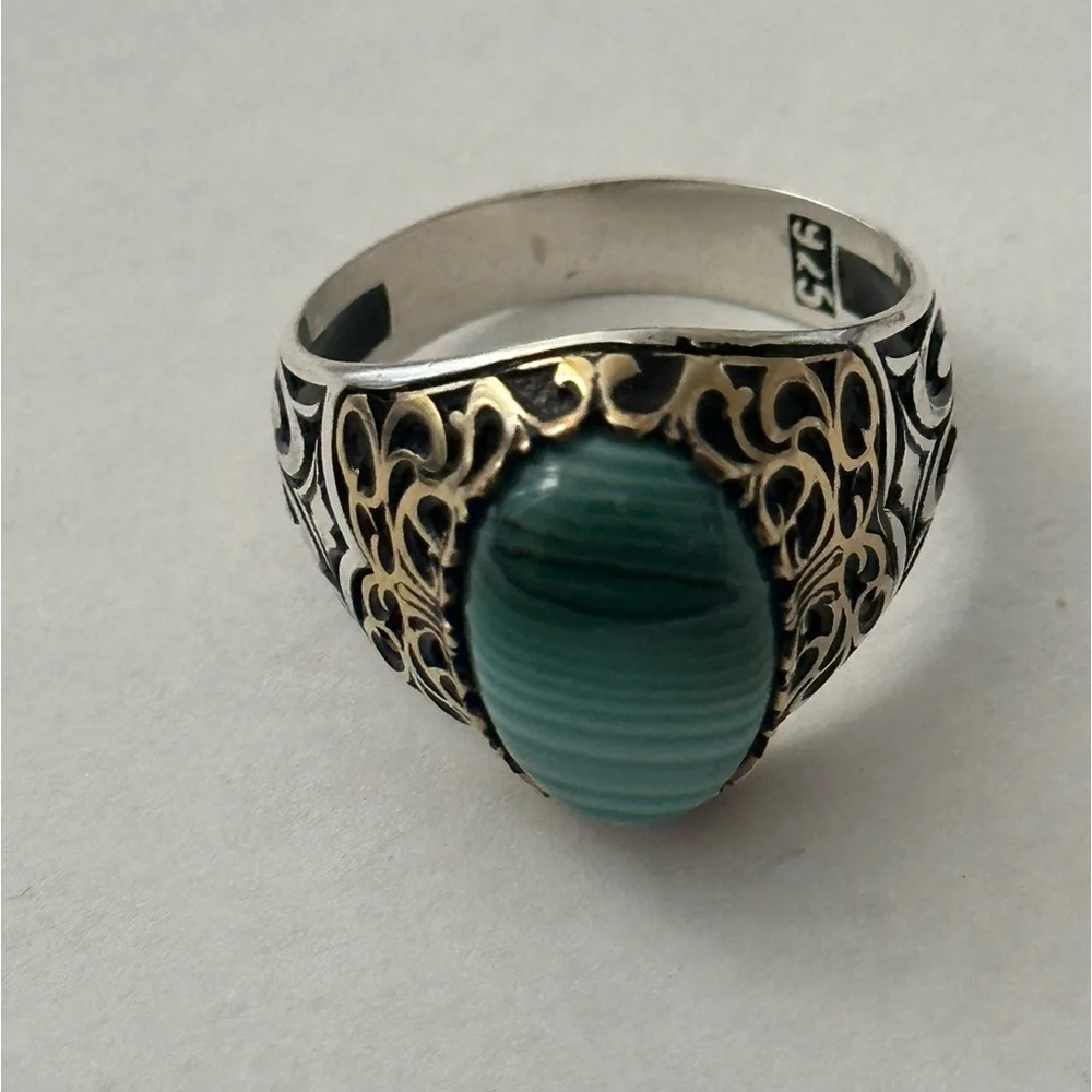 Unisex 925 Sterling silver ring blue stone